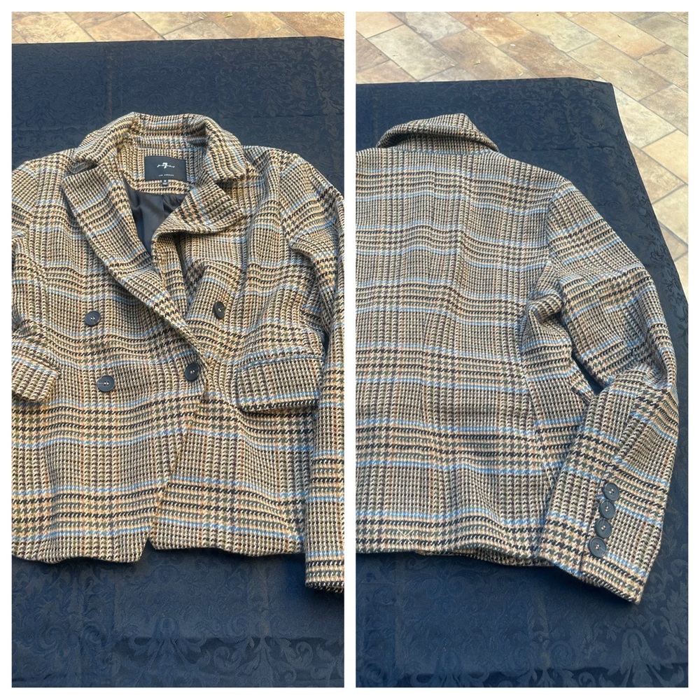 7 For All Mankind - Plaid Woven Blazer Jacket size M
Color:Tan, Blue & Green BR2